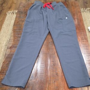 Figs Gray Tech Joggers with Red Drawstring Size M/T